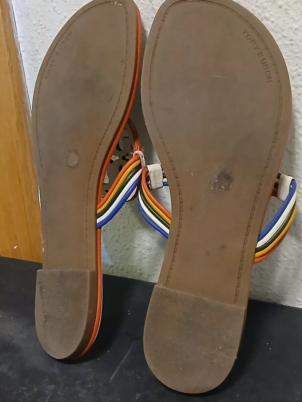 Tory Burch Miller Multicolor Logo Thong Sandals Estimated Size 6
